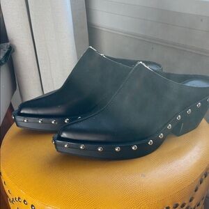 Zara Black Mules with Silver Accents